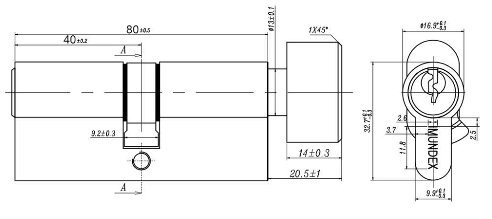 Ruột khóa 1 đầu chìa và 1 đầu vặn ovan 80mm