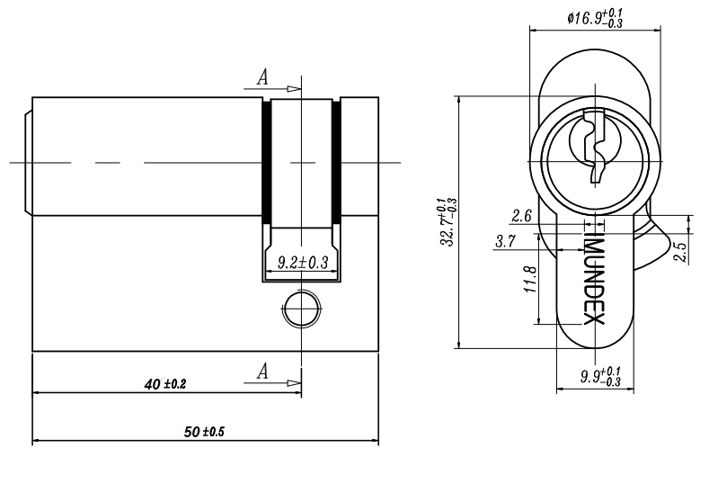 Ruột khóa 1 đầu chìa 40mm