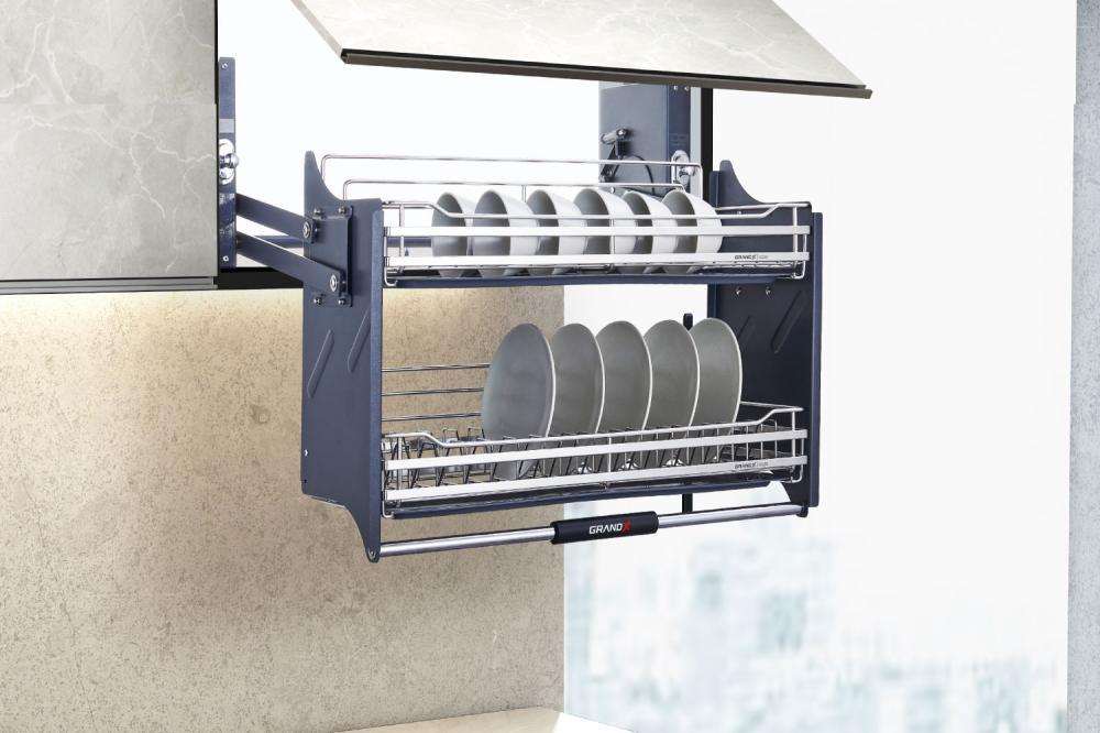 Giá bát nâng hạ 900mm khung rổ Inox 304 nan dẹt GrandX XL.90S2